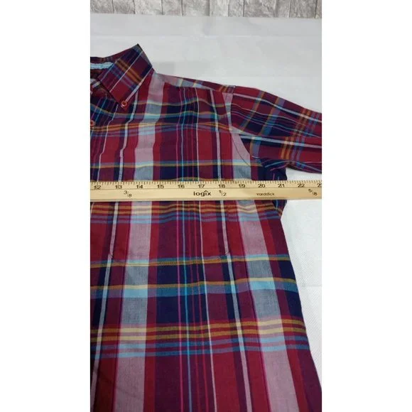 Vintage Levi's Colorgraphs Shirt Men's Medium Red Plaid LS Button Up Collared - Picture 4 of 8